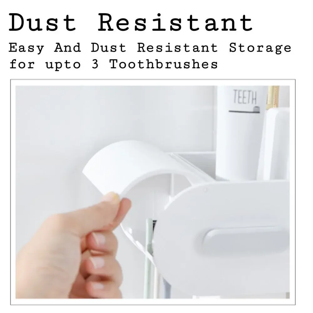 Wall Mount Toothbrush Holder , Large Capacity‎ Bathroom Organizer, Easy Install